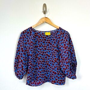 Maeve Anthropologie Hearts Silk Kimono Blouse XS Petite